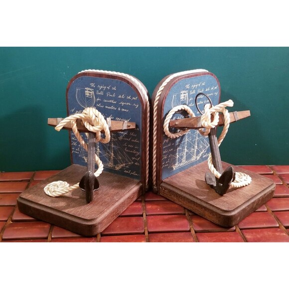 Vintage Mid Century Napcoware Nautical Ship Anchors Bookends Made In Japan - Picture 1 of 7